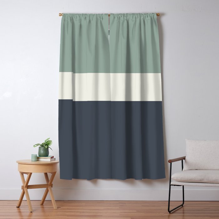 Navy Gray Blue Green and Cream Minimalist Color Block Window Curtain Gallery Image 5