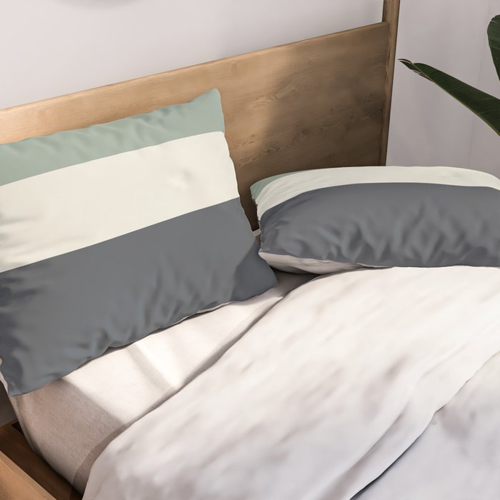 Navy Gray Blue Green and Cream Minimalist Color Block Pillow Sham Gallery Image 2