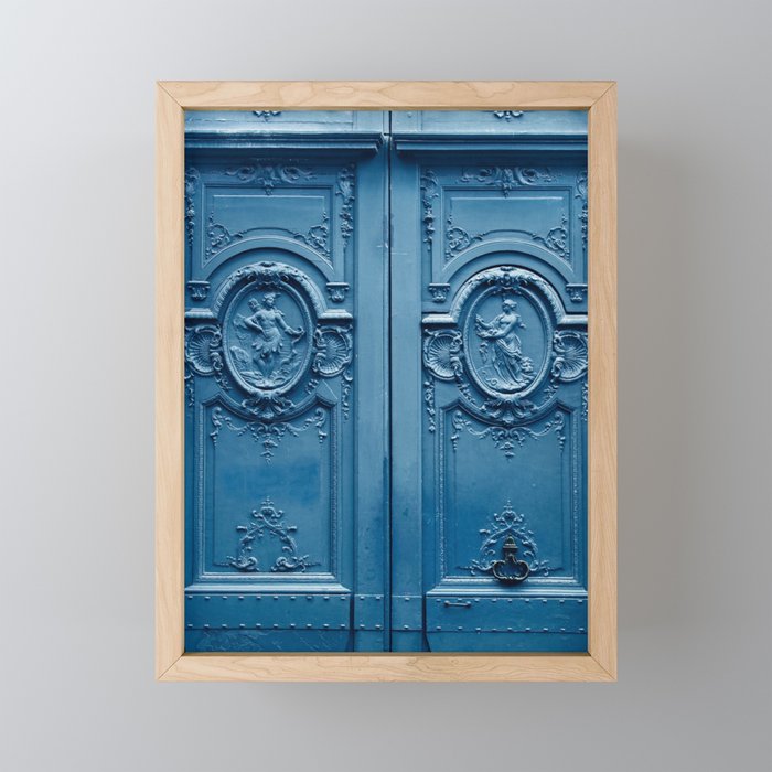 Classic Blue Door in Paris, Architecture Photography Mini Art Print Gallery Image 1