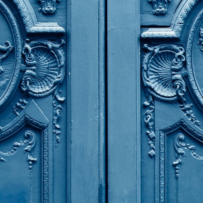 Classic Blue Door in Paris, Architecture Photography Coffee Mug Gallery Image 2