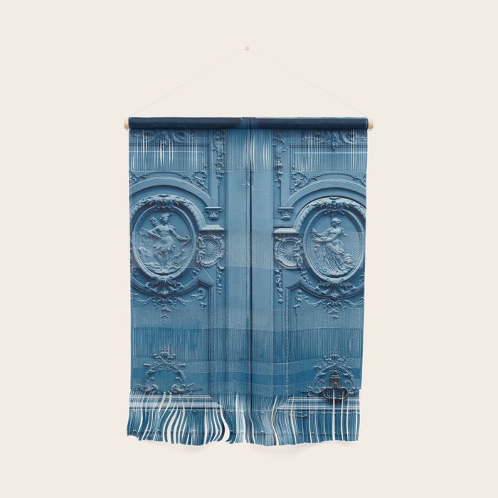 Classic Blue Door in Paris, Architecture Photography Wall Hanging Gallery Image 1