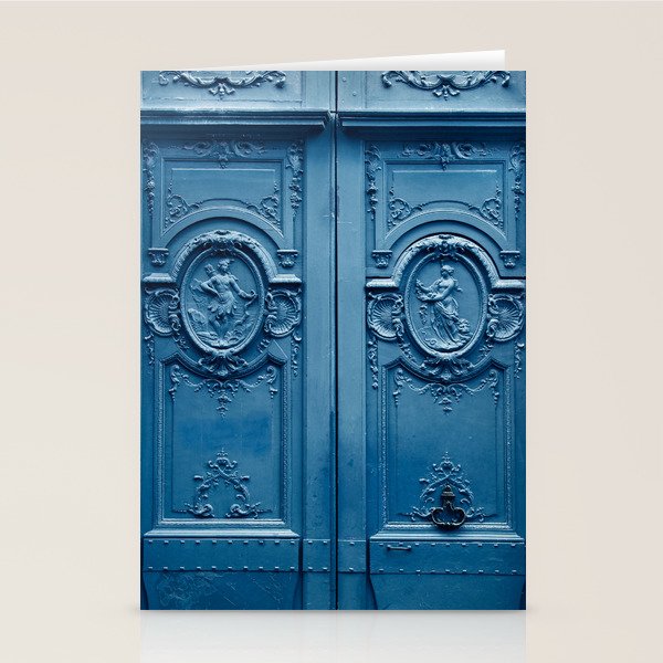 Classic Blue Door in Paris, Architecture Photography Stationery Card Gallery Image 2