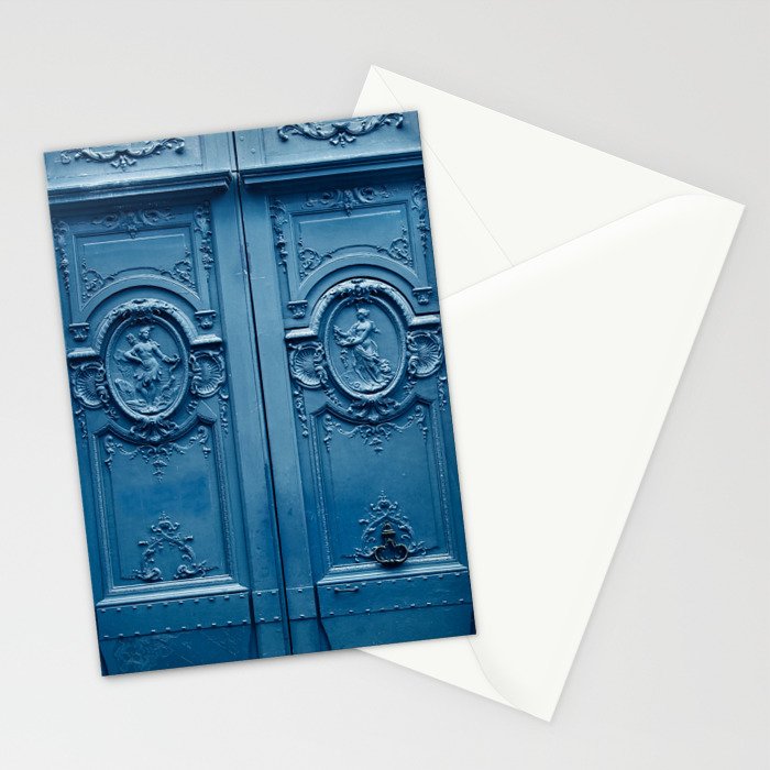 Classic Blue Door in Paris, Architecture Photography Stationery Card Gallery Image 2