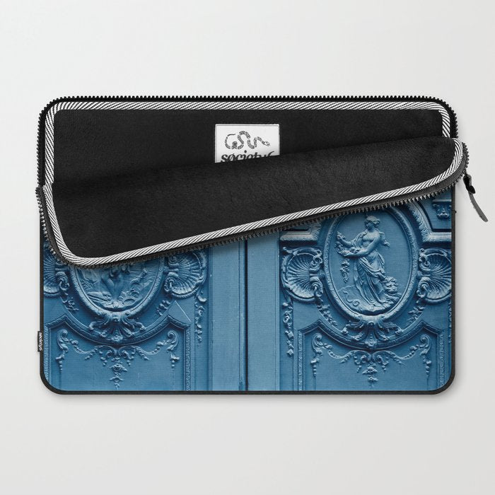 Classic Blue Door in Paris, Architecture Photography Laptop Sleeve Gallery Image 2