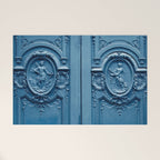Classic Blue Door in Paris, Architecture Photography Welcome Mat Gallery Image 1