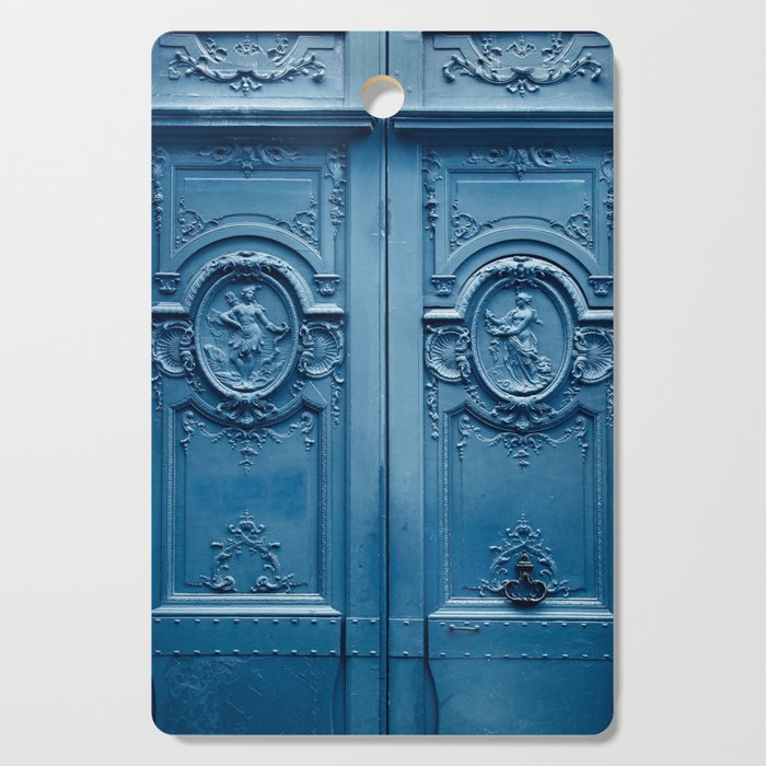 Classic Blue Door in Paris, Architecture Photography Cutting Board Gallery Image 1
