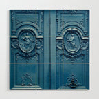Classic Blue Door in Paris, Architecture Photography Wood Wall Art Gallery Image 1