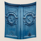 Classic Blue Door in Paris, Architecture Photography Wall Tapestry Gallery Image 4