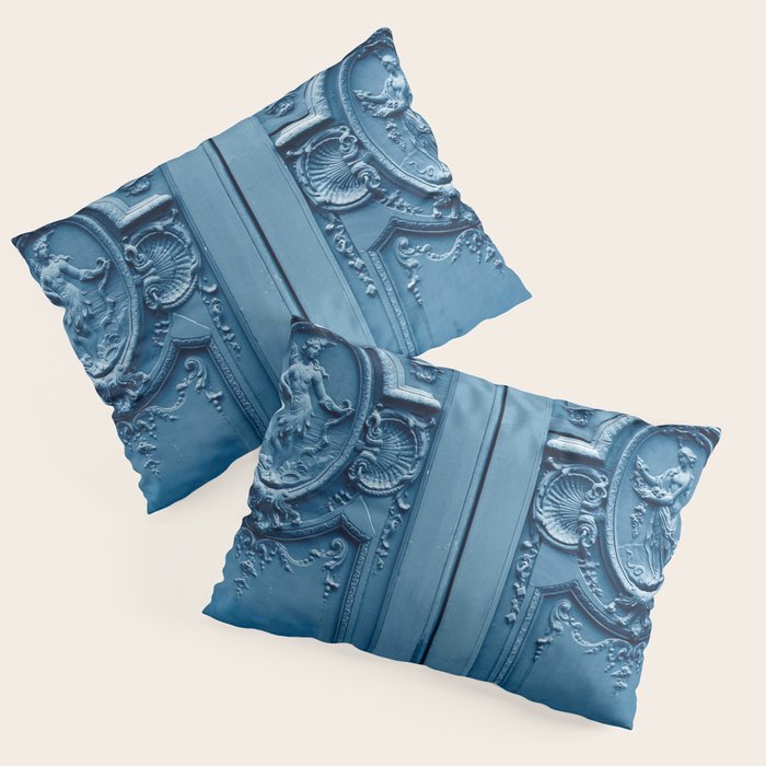 Classic Blue Door in Paris, Architecture Photography Pillow Sham Gallery Image 1