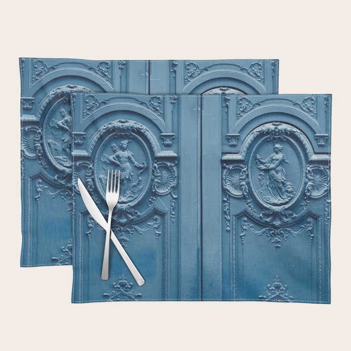 Classic Blue Door in Paris, Architecture Photography Placemat Gallery Image 1