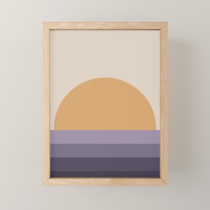 Minimal Retro Sunset Sunrise - Purple Mauve Dusk Mini Art Print Gallery Image 1