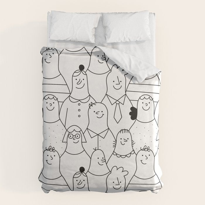 Funny diverse people crowd cartoon pattern Duvet Cover Gallery Image 6