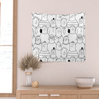 Funny diverse people crowd cartoon pattern Wall Tapestry Gallery Image 2