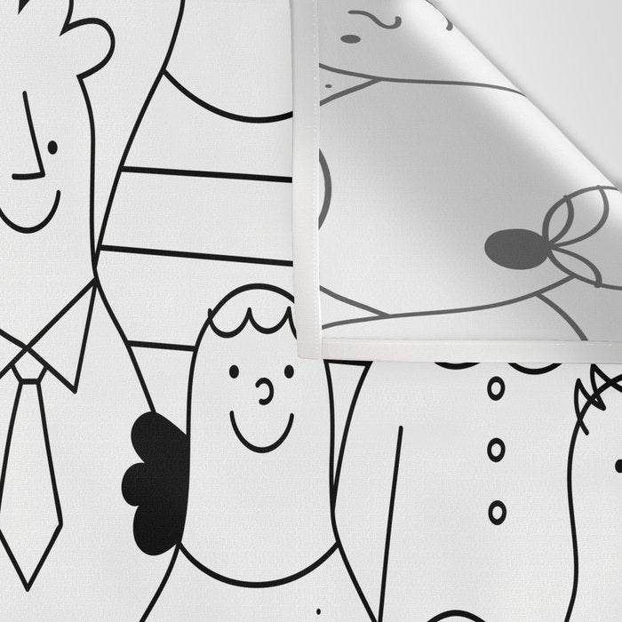 Funny diverse people crowd cartoon pattern Wall Tapestry Gallery Image 3