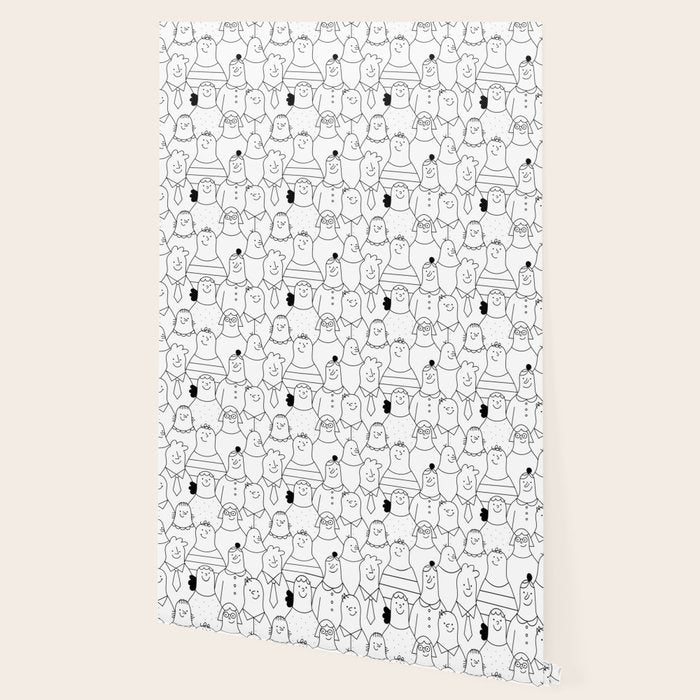 Funny diverse people crowd cartoon pattern Wallpaper Gallery Image 2