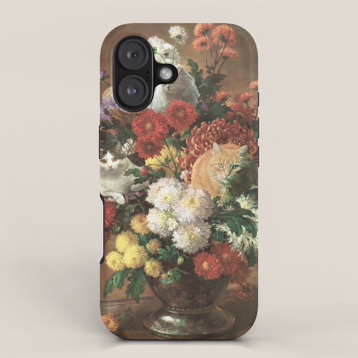 Flower Cats - Botanical cat arrangement iPhone Case Gallery Image 1