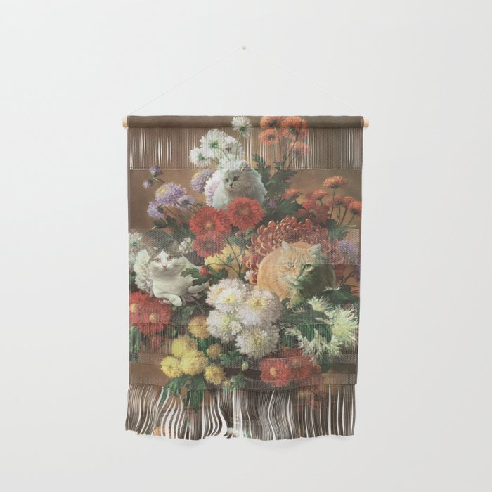 Flower Cats - Botanical cat arrangement Wall Hanging Gallery Image 1