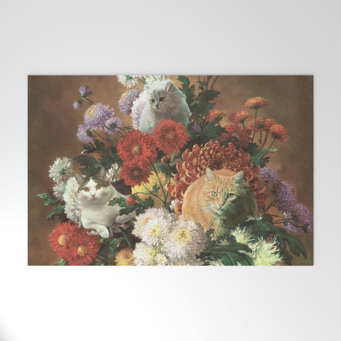 Flower Cats - Botanical cat arrangement Welcome Mat Gallery Image 1