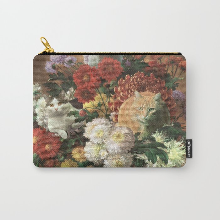 Flower Cats - Botanical cat arrangement Carry All Pouch Gallery Image 1