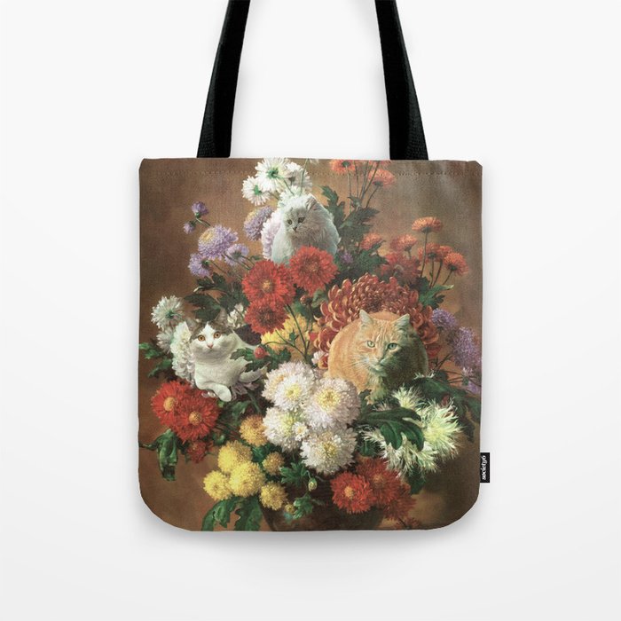 Flower Cats - Botanical cat arrangement Tote Bag Gallery Image 1