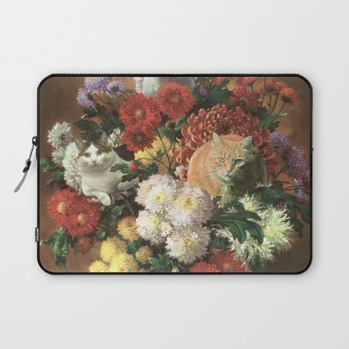 Flower Cats - Botanical cat arrangement Laptop Sleeve Gallery Image 1