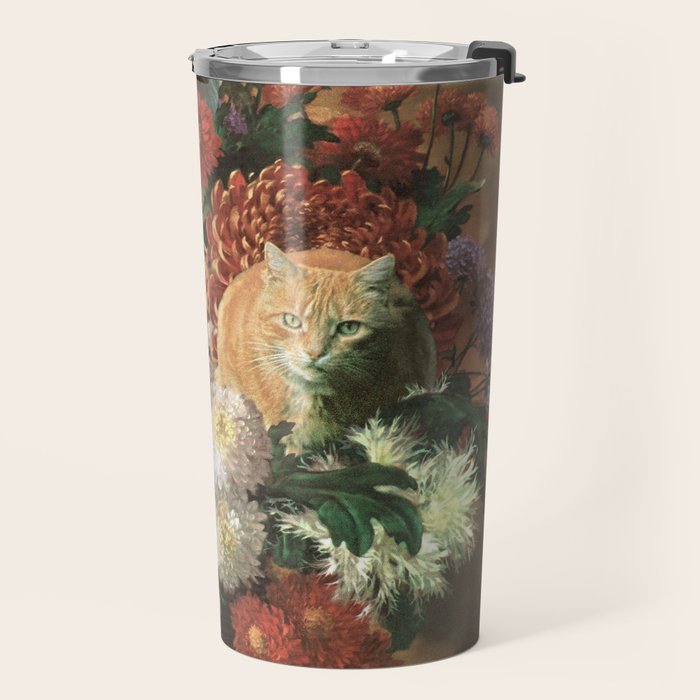 Flower Cats - Botanical cat arrangement Travel Mug Gallery Image 2