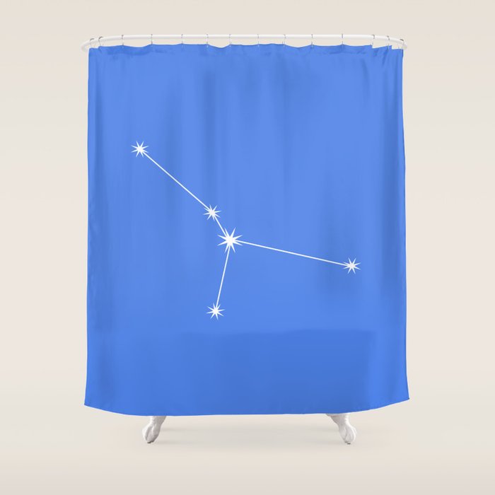 Cancer Zodiac Star Constellation Line Art Bright Blue Shower Curtain Gallery Image 1
