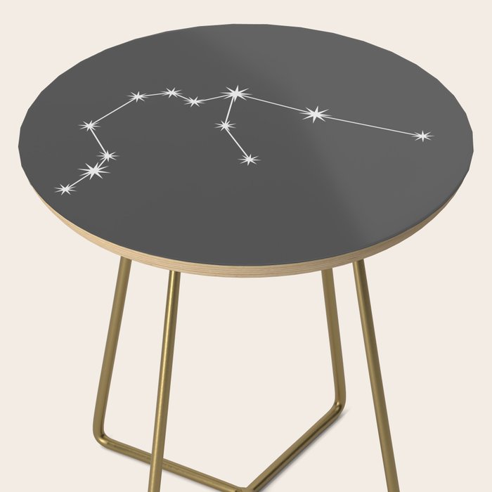 Aquarius Zodiac Star Constellation Line Art Grey Side Table Gallery Image 2