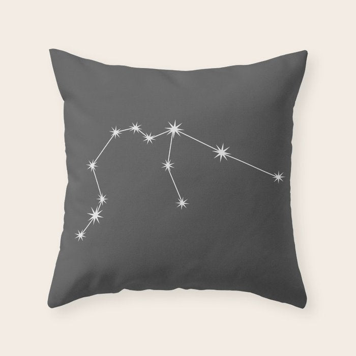 Aquarius Zodiac Star Constellation Line Art Grey Throw Pillow Gallery Image 6