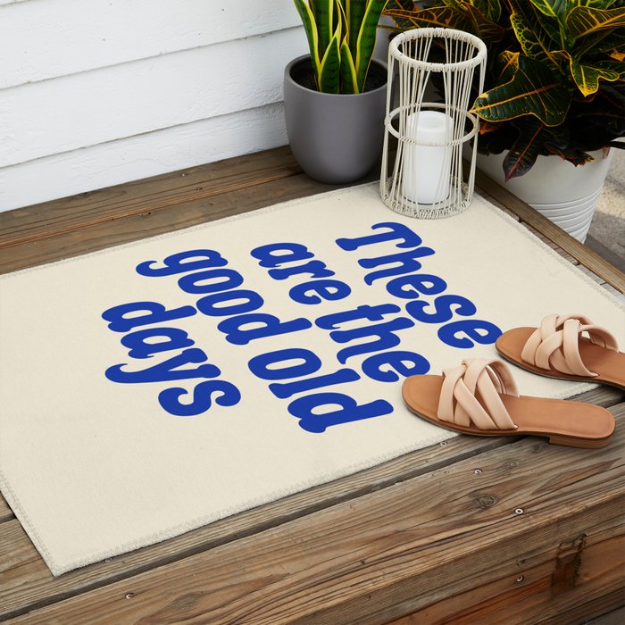 These Are The Good Old Days (Blue Beige) Outdoor Rug Gallery Image 2