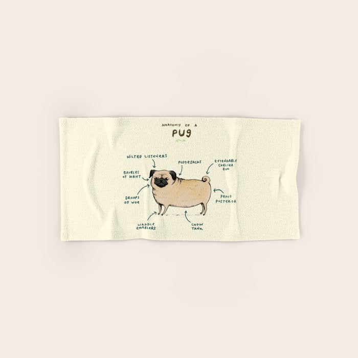 Anatomy of a Pug Bath Towel Gallery Image 1