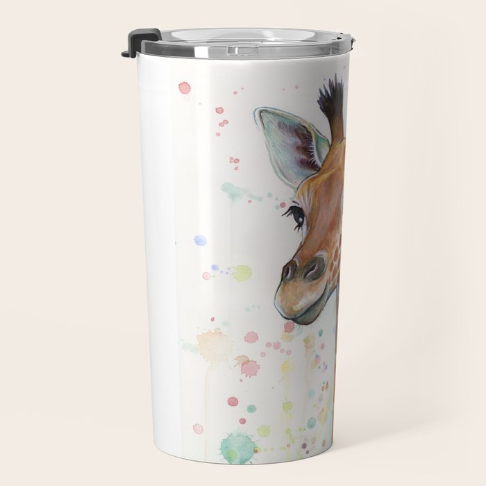 Giraffe Baby Watercolor Travel Mug Gallery Image 3