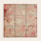 Vintage Floral Rose Roses painterly pattern in pink Wood Wall Art Gallery Image 1