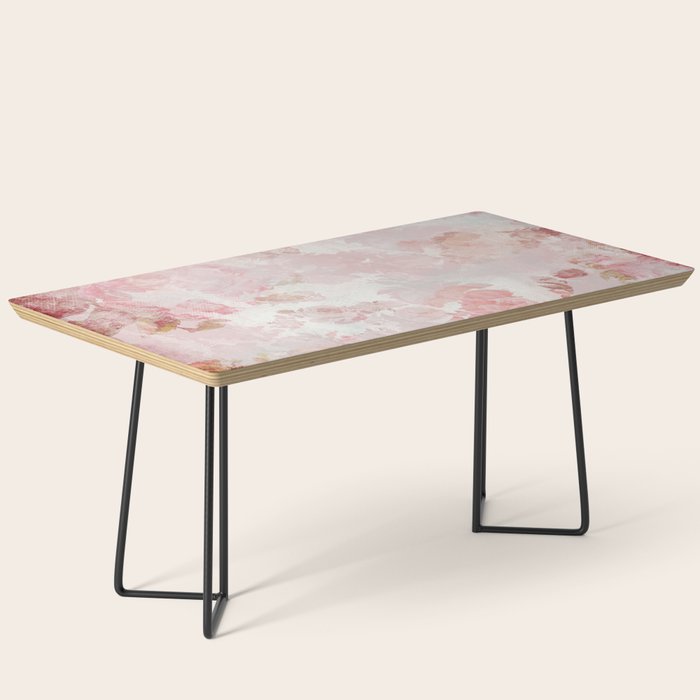 Vintage Floral Rose Roses painterly pattern in pink Coffee Table Gallery Image 1
