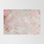Vintage Floral Rose Roses painterly pattern in pink Rug Gallery Image 2