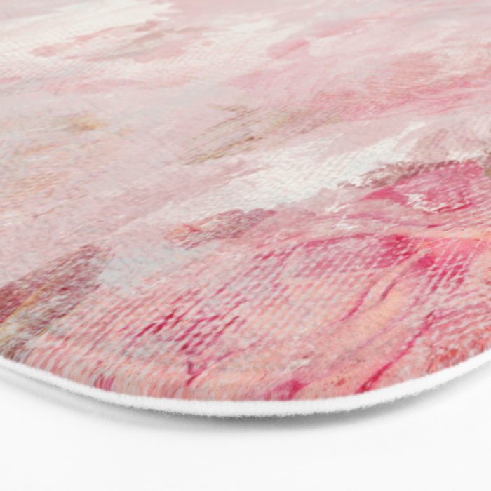 Vintage Floral Rose Roses painterly pattern in pink Bath Mat Gallery Image 3