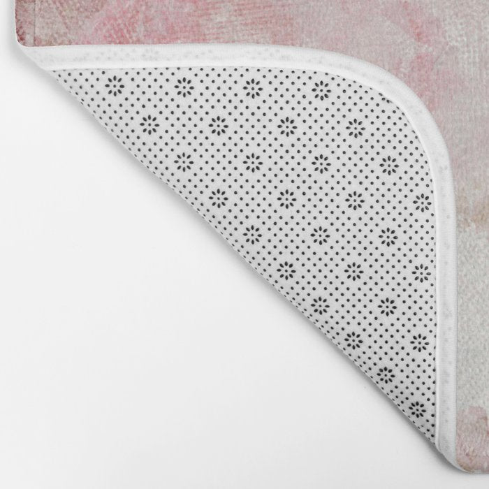 Vintage Floral Rose Roses painterly pattern in pink Bath Mat Gallery Image 2