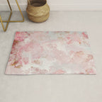 Vintage Floral Rose Roses painterly pattern in pink Rug Gallery Image 1