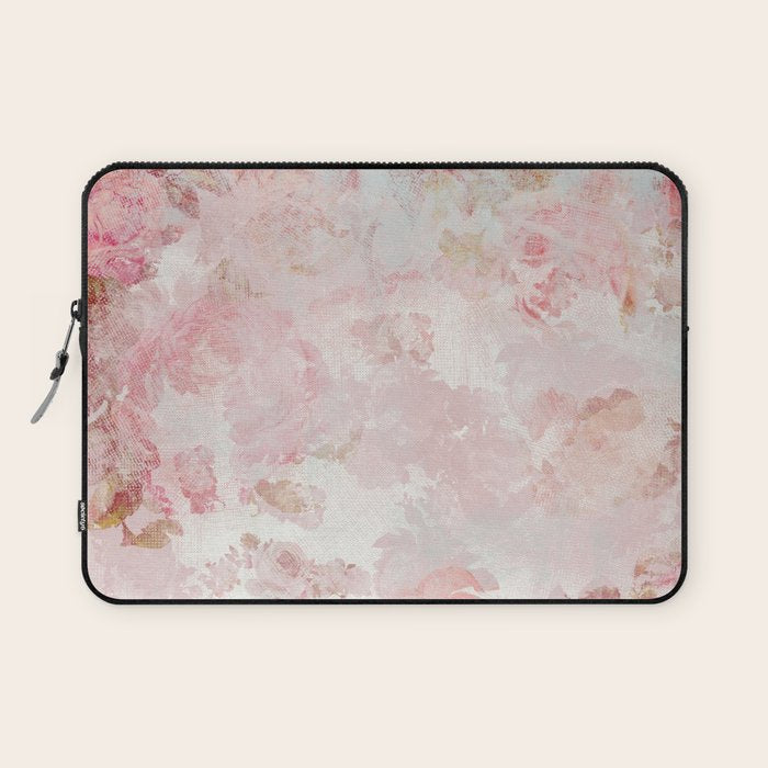 Vintage Floral Rose Roses painterly pattern in pink Laptop Sleeve Gallery Image 1