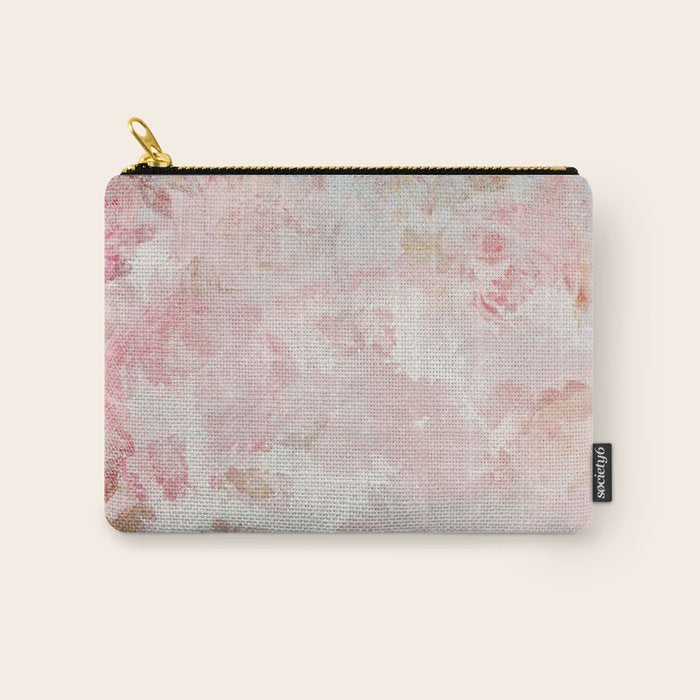 Vintage Floral Rose Roses painterly pattern in pink Carry All Pouch Gallery Image 1