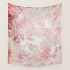 Vintage Floral Rose Roses painterly pattern in pink Wall Tapestry Gallery Image 4