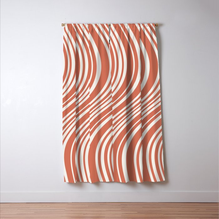 Wavy Stripes XLVII - Brick Red Window Curtain Gallery Image 3
