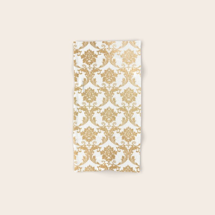 Gold swirls damask #4 Bath Towel