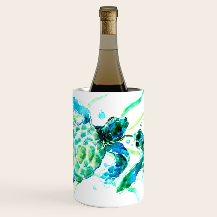Sea Turtles, Turquoise blue Design Wine Chiller Gallery Image 1