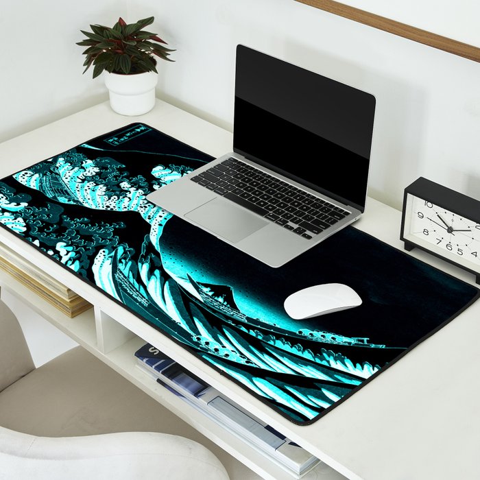 The Great Wave : Dark Teal Desk Mat Gallery Image 2