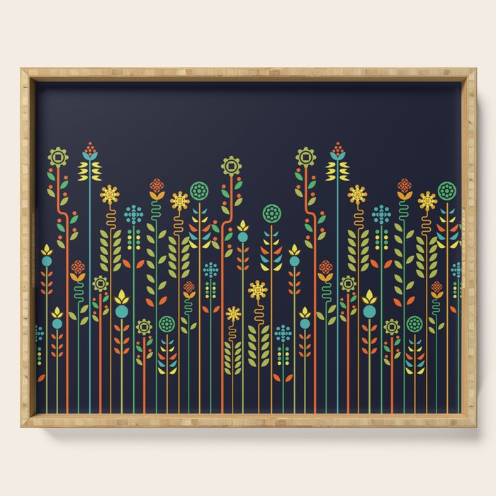 Overgrown flowers Serving Tray Gallery Image 1