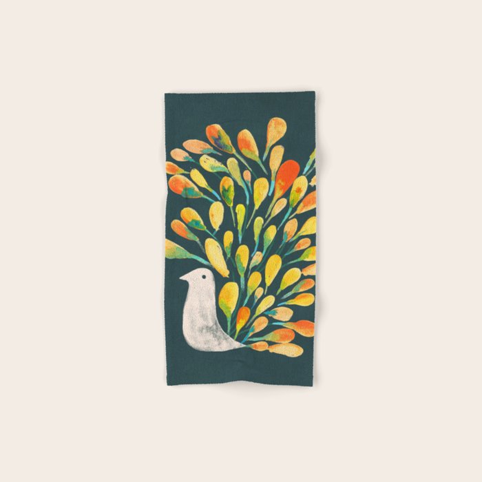 Watercolor Peacock Bath Towel Gallery Image 1