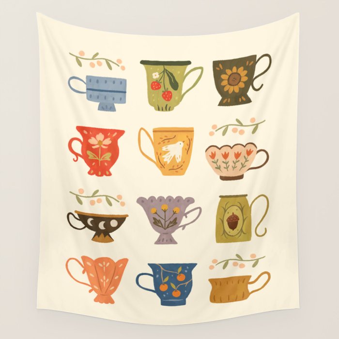 Teacup Collection Wall Tapestry Gallery Image 1