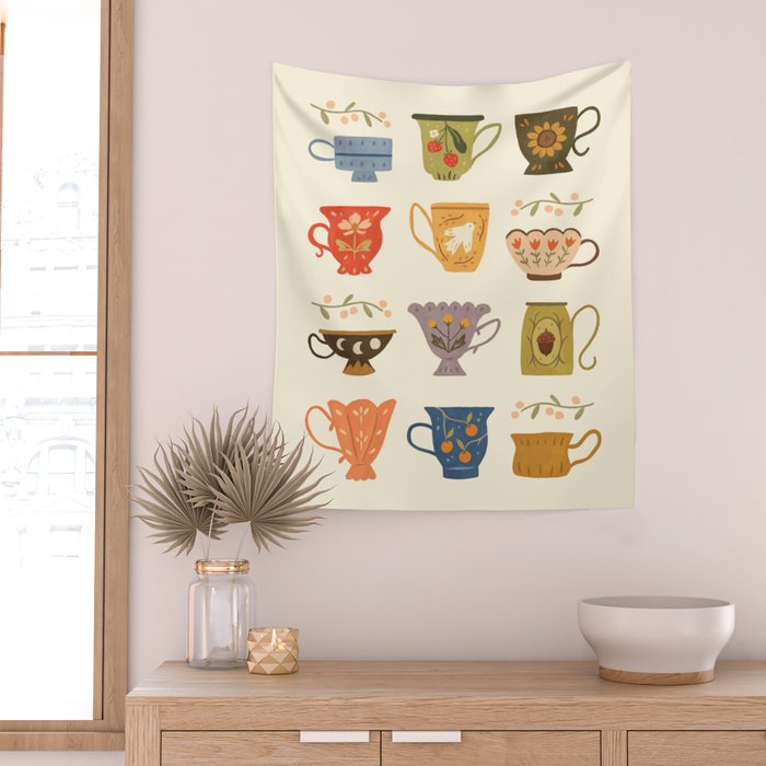 Teacup Collection Wall Tapestry Gallery Image 2