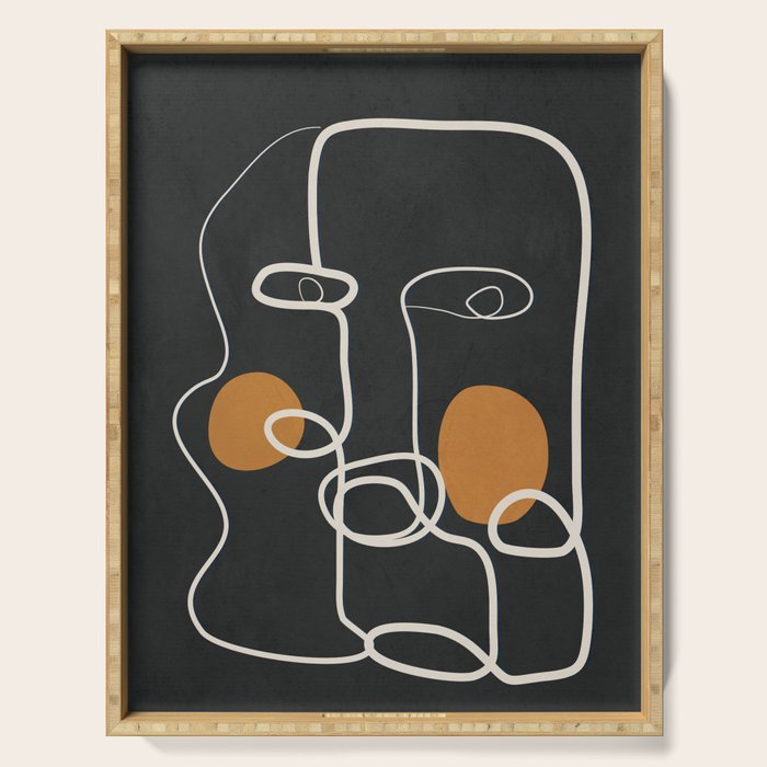 Abstract Face Line Art 04 Serving Tray Gallery Image 1